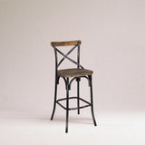 Antique Black Finish Metal Frame Vintage Style Bar Chair 1pc Wooden Seat Dining Furniture B2741P325719