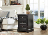 Farmhouse Style 3 Drawer Sofa Side Table Charging Pedestal, Tall Rustic Wood Square Nightstand W2393P324459