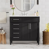 ZUN 36'' Bathroom Vanity with Top Resin Sink, Bathroom Storage Cabinet with 2 Drawers and a Tip-out 76697324