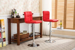 ZUN Swivel Faux Leather Adjustable Hydraulic Bar Stool, Set of 2, Red T2574P164842