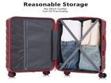 3 in 1 ABS&PC Trolley Box 20in 24in 28in Trolley Box Iron Tie Rod ABSPC Alloy Wine Red 11363546