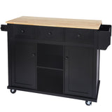Kitchen Cart with Rubber wood Drop-Leaf Countertop ,Cabinet door internal storage racks,Kitchen 10459641