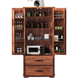 K&K 71" Farmhouse Kitchen Pantry with 2 Large Drawers,Embossed Texture Freestanding Cupboard N707P254905Z