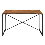 Oak and Black Dining Table with Metal Sled Base B062P209311