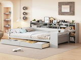 Wooden Full Size Daybed with Storage Shelves, Multi-functional Bed with Two Storage Drawers and 34590533