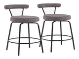 Contemporary Counter Stool in Black Steel and Charcoal Fabric - Set of 2 B202P222100