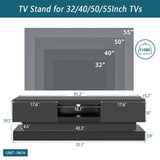 ZUN 51.18inch Black morden TV Stand with LED Lights,high glossy front TV Cabinet,can be assembled in W67963291