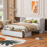 Queen Size Murphy Bed with USB Port and a Large Drawer, White N708P205905K