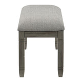 ZUN Wood Frame Dining Bench 1pc Antique Gray Finish Frame With Neutral Tone Gray Fabric Seat B01143833