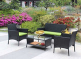 4 PC Rattan Patio Furniture Set Outdoor Patio Cushioned Seat Wicker Sofa W20985038