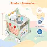 6-in-1 Wooden Baby Stroller with Play Kitchen 83152890