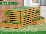 No-Dig Fir Wood Privacy Fence with Planter Boxes, 3-Panel AC Unit Screen for Outdoor Trash/Pool 03301084