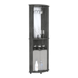Nashville Corner Bar Cabinet Unit with Wine Glass Rack and Lower Cabinet, Smokey Oak B097P167444