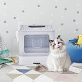 ZUN Large Enclosed Cat Litter Box with Lid Cover, Detachable Cat Toilet with Litter Scoop & Slide Out 04861288