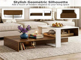 2-Tier Modern Geometric Coffee Table Engineered Wood Low Center Table with Storage Shelf, Waterproof 69288557