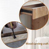 Rustic Wooden Console Table with Drawer Minimalist Design, Ribbed Texture, and Natural Finish W2729P239172