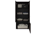 Armoire, 3 Doors, 3 Shelves, Walnut / Black Wengue B097P369450