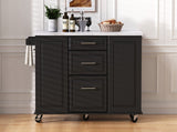K&K 50.7" Island with Storage Tilt Trash Can Cabinet and Pull Out Cabinet Organizer, Rolling N707P299008B