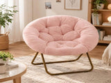 Comfortable Disc Chair Faux Fur Chair for Bedroom, Living Room, Pink 07161263