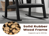 Solid Rubber Wood Rocking Chair, 400 LBS Weight Capacity Indoor Lounge Chair with Linen 90531650