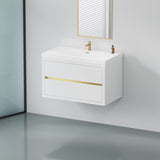 36" Wall-Mounted Bathroom Vanity with Sink, Floating Bathroom Storage Cabinet with Stone Resin W1573P211173