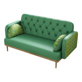 green Loveseat sofa with tulip pattern Modern Upholstered Two Seater PU Sofa with 2 dumpling-shaped W1767142165
