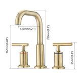 Widespread Bathroom Faucet 3 Hole 2 Handle Vanity Sink Faucet, Brushed Golden W122458064