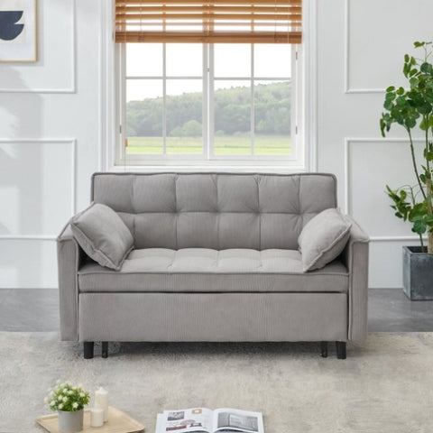 ZUN Two-seat casual sofa with pull out bed, living room furniture, light grey W1658P176558