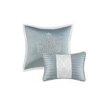 8 Piece Jacquard Comforter Set Aqua/Silver Queen B035128882