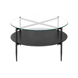 Round Coffee Table with Interchangeable Wood and Glass Top B03549008