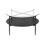 ZUN Round Coffee Table with Interchangeable Wood and Glass Top B03549008