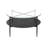 ZUN Round Coffee Table with Interchangeable Wood and Glass Top B03549008