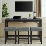 59 Inch Bar, Dining, Sofa with Power Outlet, 3 Upholstered Stools, 4 Piece Bar 64149332
