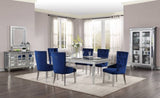 Blue and Antique Platinum Tufted Side Chair B062P215507