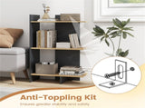 Oak 3-Tier Wooden Bookshelf, Engineered Board 66LBS Per Shelf Anti-Toppling Kit Included 13302808