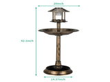 51*51*106cm Plastic Round Birdbath with Solar Light Bronze 28254494