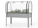 3-in-1 Metal Raised Garden Bed with Mini Greenhouse Cover, Elevated Planter Box - Silver 90410085