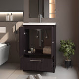 Sinclair Freestanding Bathroom Vanity with Sink, Two Doors and Bottom Drawer, Wengue B128P314809