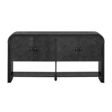 U_Style Versatile console table with Woven Wood Slats and Solid Wood Veneer,Suitable for Entryway, N711P269058B