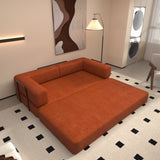 Convertible Sleeper Sofa Bed with Cylindrical Pillow, Corduroy Folding Mattress Couch with W1960P281949