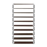 ZUN 10 Tiers Shoe Rack with Dustproof Cover Closet Shoe Storage Cabinet Organizer Dark Brown 21202749