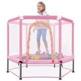 ZUN 55'' Toddlers Trampoline with Safety Enclosure Net and Balls, Indoor Outdoor Mini Trampoline for 33415175