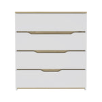 ZUN Lynbrook 4-Drawer Dresser White and Light Oak B06280070