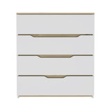 ZUN Lynbrook 4-Drawer Dresser White and Light Oak B06280070