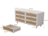 43.31"6-Drawers Rattan Storage Cabinet Rattan Drawer,for Bedroom,Living Room,White W757P234587