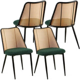 ZUN Green Rattan Dining Chairs Set of 4,Boucle Chairs with Natural Cane Back, Upholstered Dining Room W1164P218674