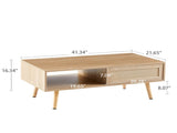 Modern Coffee Table with Storage,41.3 Inch Rectangle Wooden Accent Center Tables with Sliding PE 62383272