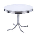 ZUN White and Chrome Round Dining Table B062P145478