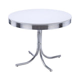 ZUN White and Chrome Round Dining Table B062P145478