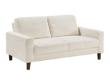 Modern Contemporary Beige Corduroy Upholstered Loveseat Comfortable Cushion Solid Wood Living Room B011P359659